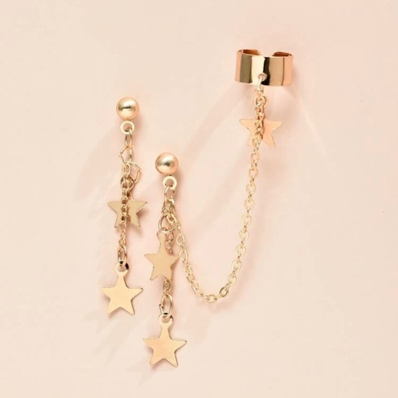 Star Drop Cuff Earrings (2pcs) - Picture 3 of 5